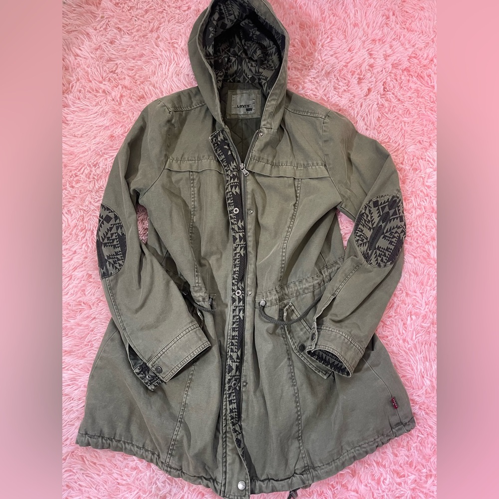 Levi's Military Aztec Fishtail Parka Army Green Quilted Aztec large